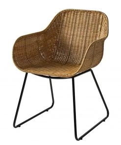 Ars manufacti Armlehnenstuhl Vuna - Rattan / Metall - Rattan Natur / Schwarz