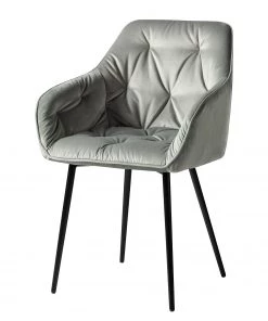 Jack & Alice Armlehnenstuhl Tilly - Samt / Metall - Schwarz - Grau