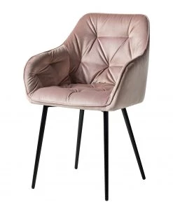 Jack & Alice Armlehnenstuhl Tilly - Samt / Metall - Schwarz - Altrosa