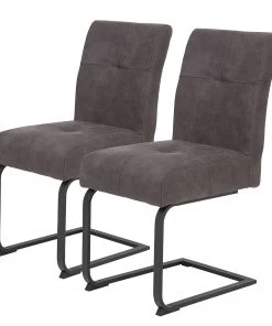 Loftscape Freischwinger Onlay (2er-Set) - Microfaser / Stahl - Vintage Schwarz / Schwarz