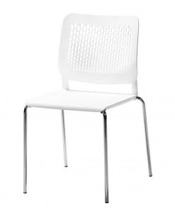 Mayer Sitzmöbel Stapelstuhl mySITTEC - Kunstoff / Stahl - Chrom - Weiß