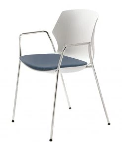 Mayer Sitzmöbel Armlehnenstuhl myPRIMO II - Flachgewebe / Kunststoff - Chrom - Weiß / Jeansblau