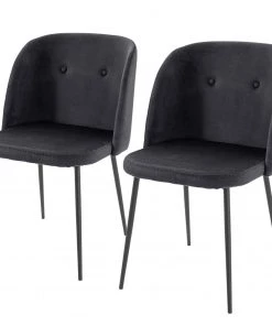 Jack & Alice Esszimmerstuhl Hollis (2er-Set) - Samt / Metall - Schwarz - Schwarz