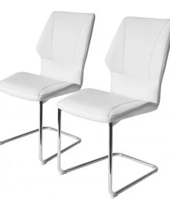 Loftscape Freischwinger Lupton (2er-Set) - Kunstleder / Metall - Chrom - Weiß