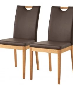Schösswender Esszimmerstuhl Palma (2er-Set) - Kunstleder / Wildeiche massiv - Braun