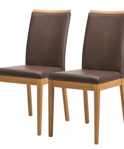 Schösswender Esszimmerstuhl Nora (2er-Set) - Echtleder / Wildeiche massiv - Braun