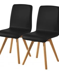 Schösswender Esszimmerstuhl Karla I (2er-Set) - Kunstleder / Wildeiche massiv - Schwarz