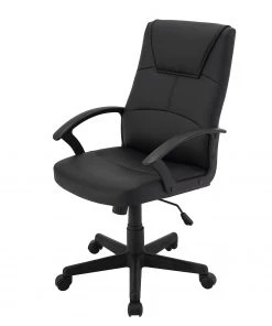 Furnitive Bürostuhl Monts - Kunstleder / Kunststoff - Schwarz / Schwarz