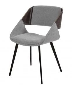 Norrwood Polsterstuhl Zempin - Webstoff / Metall - Walnuss Dekor - Lichtgrau