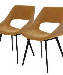 Norrwood Polsterstuhl Hardy (2er-Set) - Webstoff / Metall - Schwarz - Senfgelb
