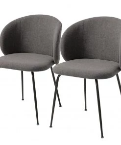 Norrwood Polsterstuhl Mellis (2er-Set) - Strukturstoff / Metall - Schwarz - Dunkelgrau
