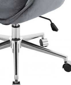 Furnitive Bürostuhl Stody - Samt / Metall - Dunkelgrau / Chrom -Deutschland Stühle Verkaufs-Shop 1000201107 200206 10591300021 DETAILS P000000001000201107