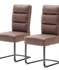 Fredriks Freischwinger Redan (2er-Set) - Microfaser / Stahl - Vintage Braun - Schwarz