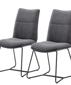 Fredriks Esszimmerstuhl Hesket (2er-Set) - Chenille / Stahl - Anthrazit - Schwarz