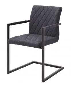 Ars manufacti Armlehnenstuhl Finga IV - Kunstleder / Metall - Dunkelgrau / Schwarz