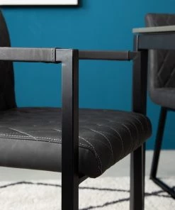 Ars manufacti Armlehnenstuhl Finga IV - Kunstleder / Metall - Dunkelgrau / Schwarz -Deutschland Stühle Verkaufs-Shop 1000201167 201125 13344000006 DETAILS P000000001000201167