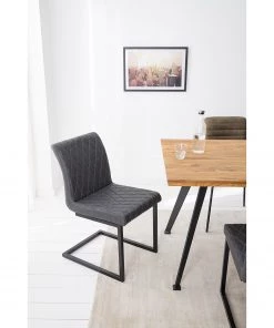 Ars manufacti Freischwinger Finga IV (2er-Set) - Kunstleder / Metall - Dunkelgrau / Schwarz -Deutschland Stühle Verkaufs-Shop 1000201172 210127 14395800008 MOOD DETAILS P000000001000201172 mood