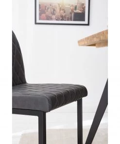 Ars manufacti Freischwinger Finga IV (2er-Set) - Kunstleder / Metall - Dunkelgrau / Schwarz -Deutschland Stühle Verkaufs-Shop 1000201172 210127 14395800009 DETAILS P000000001000201172