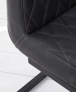 Ars manufacti Freischwinger Finga IV (2er-Set) - Kunstleder / Metall - Dunkelgrau / Schwarz -Deutschland Stühle Verkaufs-Shop 1000201172 210127 14395800010 DETAILS P000000001000201172