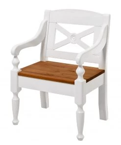 Maison Belfort Armlehnenstuhl Villefort - Kiefer massiv - Kiefer Weiß / Kiefer Bernstein