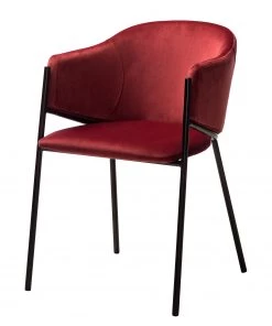 Mørteens Armlehnenstuhl Koloa I - Samt / Stahl - Bordeaux / Schwarz