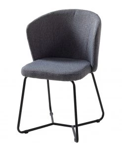 Mørteens Armlehnenstuhl Tulia - Webstoff / Stahl - Dunkelgrau / Schwarz