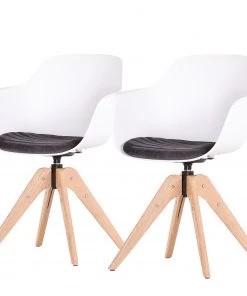 Mørteens Armlehnstuhl Florin (2er-Set) - drehbar - Kunststoff / Eiche massiv - Eiche - Weiß