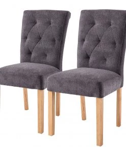 Ars Natura Polsterstuhl Provins (2er-Set) - Webstoff / Eiche massiv - Eiche - Grau