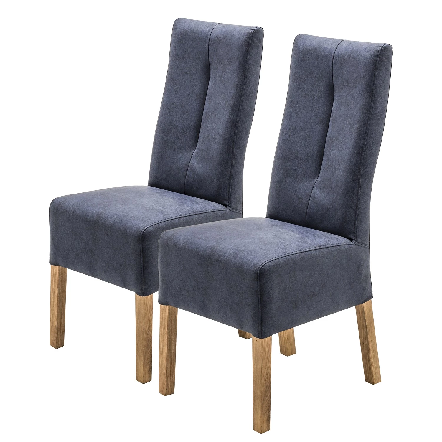 Ars Natura Polsterstuhl Paki (2er-Set) - Kunstleder / Eiche massiv - Eiche / Nachtblau 1 Ars Natura Polsterstuhl Paki (2er-Set) - Kunstleder / Eiche massiv - Eiche / Nachtblau