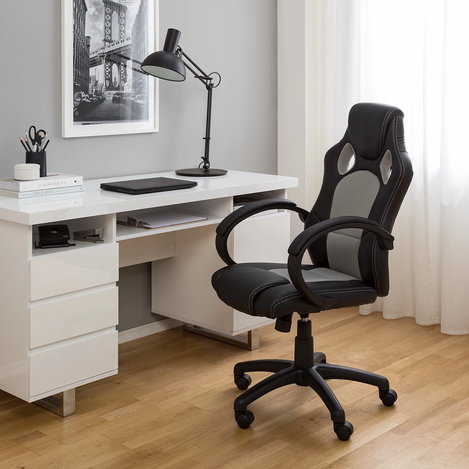 Furnitive Gaming Chair Livaro - Kunstleder & Mesh / Kunststoff - Schwarz / Grau 2 Furnitive Gaming Chair Livaro - Kunstleder & Mesh / Kunststoff - Schwarz / Grau – Bild 2