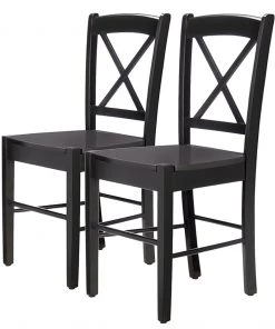 Loftscape Esszimmerstuhl Trion I (2er-Set) - Gummibaum teilmassiv - Schwarz