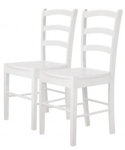 Loftscape Esszimmerstuhl Trion II (2er-Set) - Gummibaum teilmassiv - Weiß