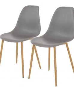 Mørteens Esszimmerstuhl Murdo (2er-Set) - Kunststoff / Metall - Eiche Dekor - Lichtgrau