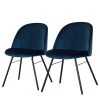 Tenzo Polsterstuhl Ally I (2er-Set) - Samt / Metall - Stoff Vika: Nachtblau - Schwarz