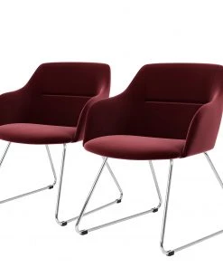 Tenzo Armlehnenstuhl Sofia III (2er-Set) - Samt / Metall - Stoff Vika: Bordeaux