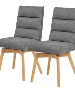 Ars Natura Polsterstuhl Kexby (2er-Set) - Webstoff / Wildeiche massiv - Wildeiche - Grau