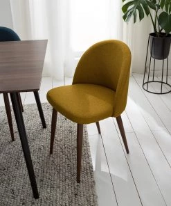 Mørteens Polsterstuhl Jacklin III (2er-Set) - Webstoff / Metall - Walnuss Dekor - Senfgelb -Deutschland Stühle Verkaufs-Shop 1000208738 210120 13384700002 MOOD DETAILS P000000001000208738 mood 2