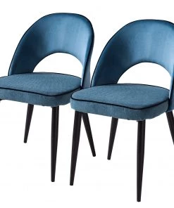 Jack & Alice Polsterstuhl Jacky (2er-Set) - Webstoff & Samt / Metall - Grau Meliert / Schwarz