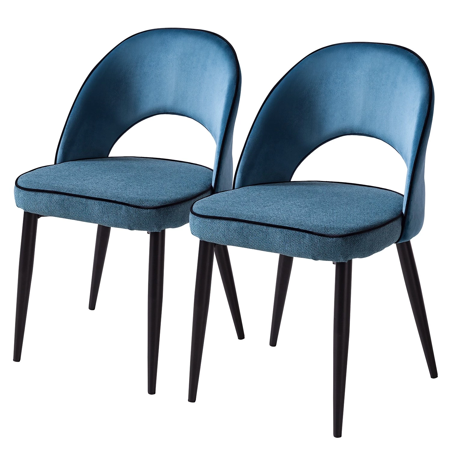 Jack & Alice Polsterstuhl Jacky (2er-Set) - Webstoff & Samt / Metall - Grau Meliert / Schwarz 1 Jack & Alice Polsterstuhl Jacky (2er-Set) - Webstoff & Samt / Metall - Grau Meliert / Schwarz