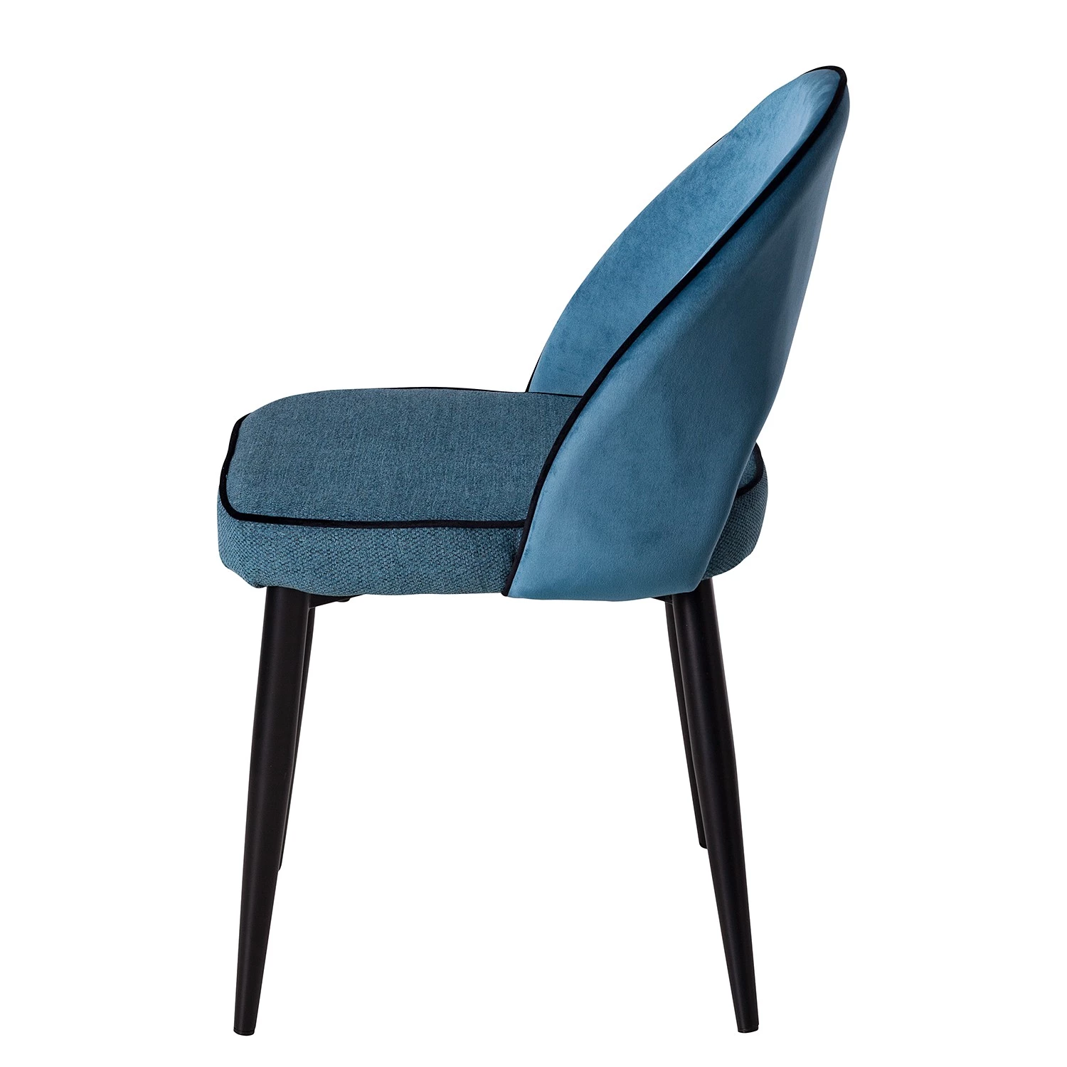 Jack & Alice Polsterstuhl Jacky (2er-Set) - Webstoff & Samt / Metall - Grau Meliert / Schwarz 5 Jack & Alice Polsterstuhl Jacky (2er-Set) - Webstoff & Samt / Metall - Grau Meliert / Schwarz – Bild 5