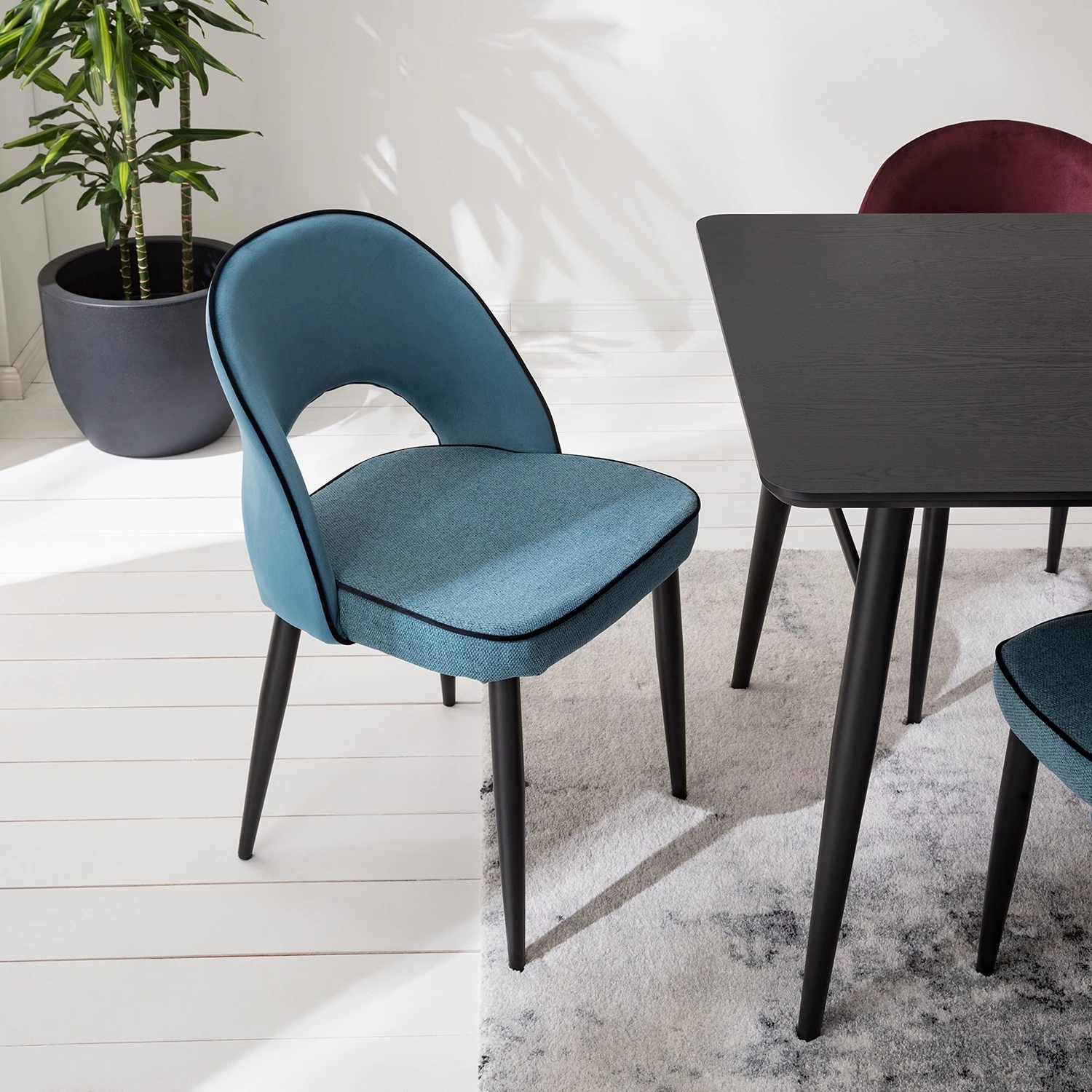 Jack & Alice Polsterstuhl Jacky (2er-Set) - Webstoff & Samt / Metall - Grau Meliert / Schwarz 3 Jack & Alice Polsterstuhl Jacky (2er-Set) - Webstoff & Samt / Metall - Grau Meliert / Schwarz – Bild 3