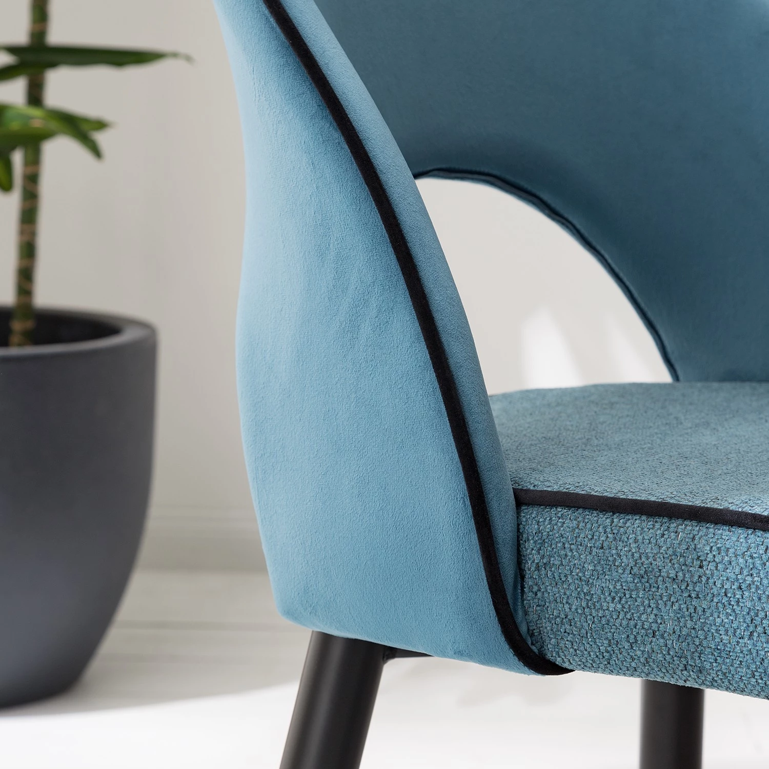 Jack & Alice Polsterstuhl Jacky (2er-Set) - Webstoff & Samt / Metall - Grau Meliert / Schwarz 9 Jack & Alice Polsterstuhl Jacky (2er-Set) - Webstoff & Samt / Metall - Grau Meliert / Schwarz – Bild 9