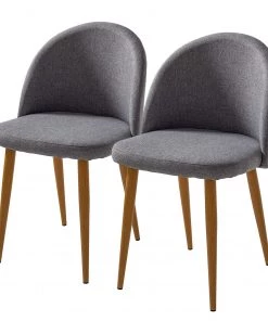 Mørteens Polsterstuhl Jacklin II (2er-Set) - Webstoff / Metall - Eiche Dekor - Lichtgrau