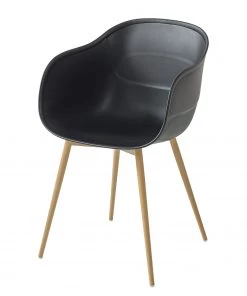 Mørteens Armlehnenstuhl Odon - Kunststoff / Metall - Eiche Dekor - Schwarz - Einzelstuhl