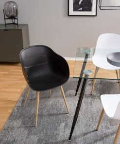 Mørteens Armlehnenstuhl Odon - Kunststoff / Metall - Eiche Dekor - Schwarz - Einzelstuhl -Deutschland Stühle Verkaufs-Shop 1000208972 201229 16274100002 MOOD DETAILS P000000001000208972 mood