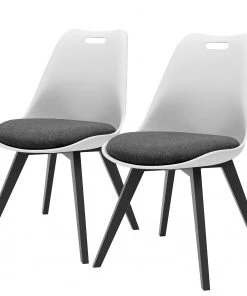 Tenzo Polsterstuhl Gina III (2er-Set) - Webstoff / Eiche massiv - Weiß - Schwarz