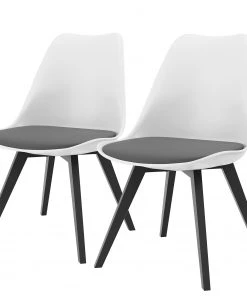 Tenzo Esszimmerstuhl Gina (2er-Set) - Kunststoff / Eiche massiv - Weiß / Schwarz