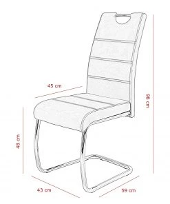Loftscape Freischwinger La Paz II - Microfaser / Metall - Chrom - Vintage Grau - 2er Set -Deutschland Stühle Verkaufs-Shop 1000209406 200402 15485000031 SKETCH DETAILS P000000001000209406 sketch