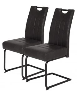 Loftscape Freischwinger Bovina (2er-Set) - Microfaser / Metall - Schwarz - Vintage Schwarz