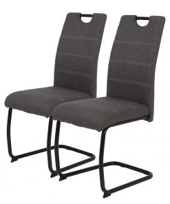 Loftscape Freischwinger La Paz III - Webstoff / Metall - Schwarz - Anthrazit - 2er Set